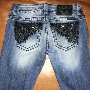 Miss Me Straight Leg jeans with black sequin detail